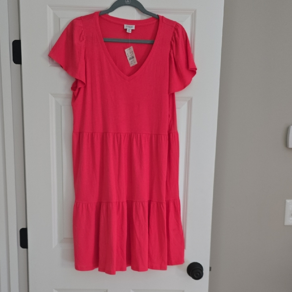 J. Crew Women's Pink Ruffle Sleeve Dress